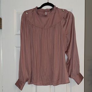 LOFT Dusty Rose Blouse with Button Details